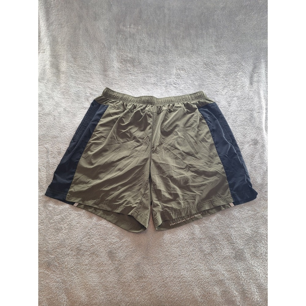 Fourlaps 4 Bolt Shorts Mens XL Athletic Stretch Lined Drawstring Green Black Gym